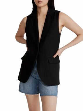 Madewell The Larsen 100% Linen Vest Black Size XS (oversized) #2139